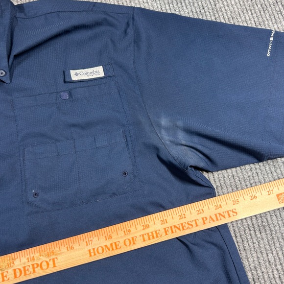 Columbia Shirt Men's XL PFG Atlanta Braves Short Sleeve Fishing Baseball Navy - Picture 5 of 7